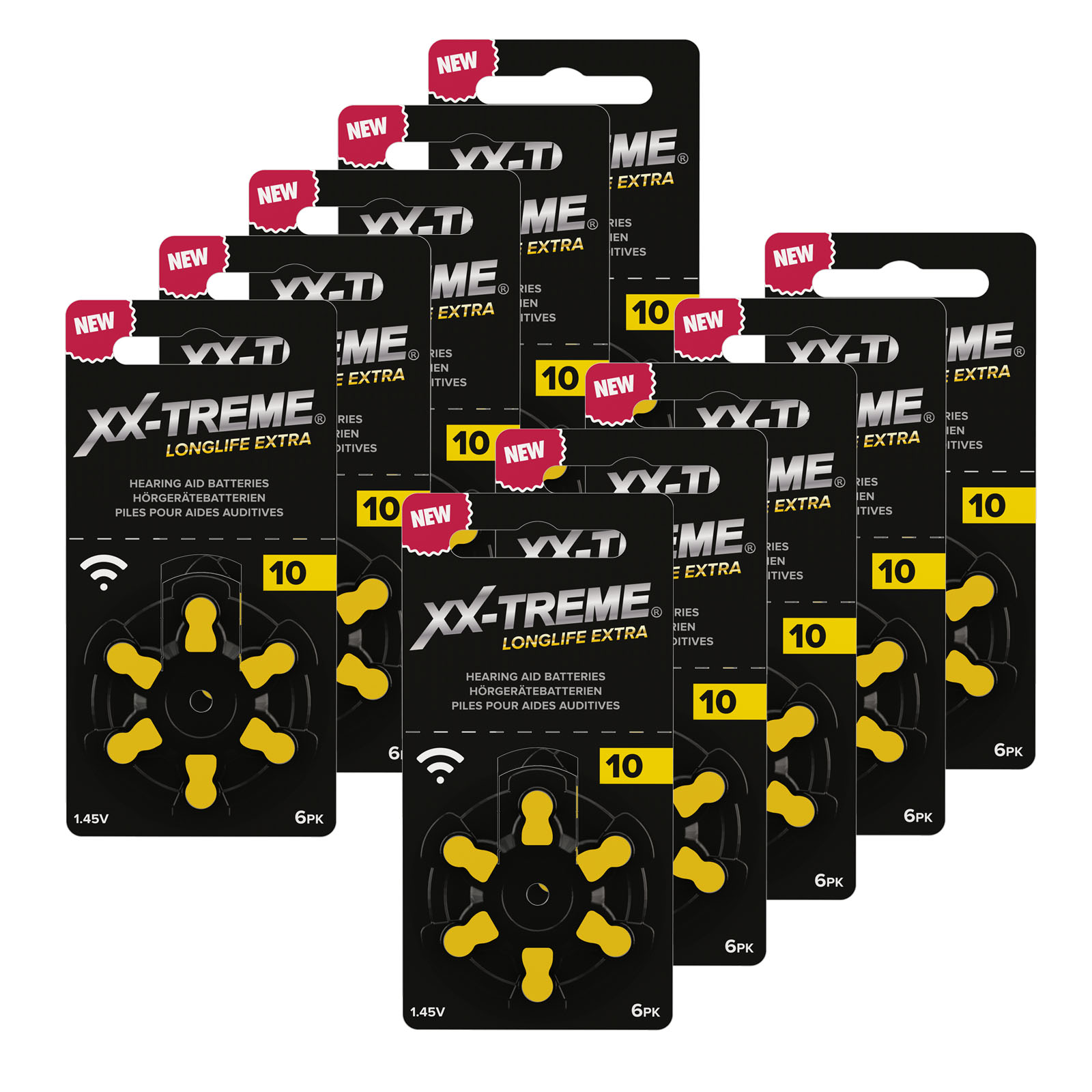 60 Stück XX-TREME Typ 10 PR70 gelb  A10 Hörgerätebatterien