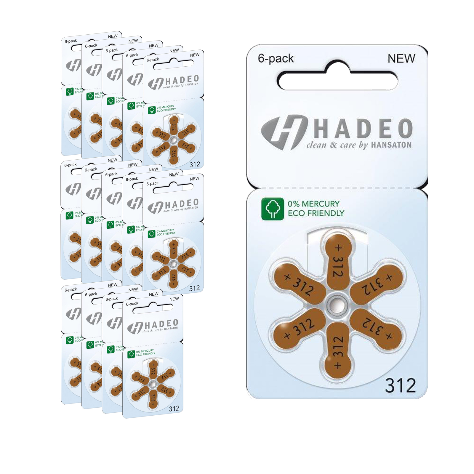 90 Batterien Hadeo p312 Typ 312, PR41 Hörgerätebatterie