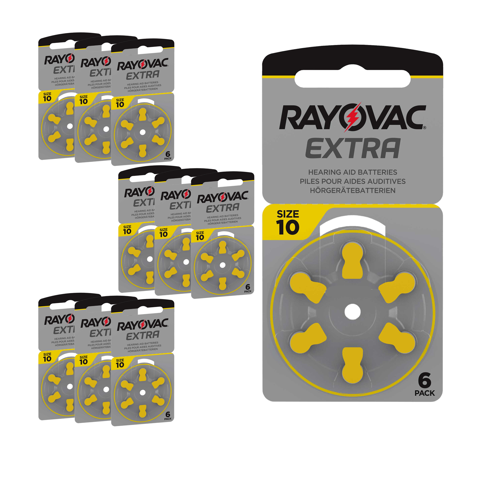 60 Batterien Rayovac Hörgerätebatterie Typ 10 PR70 Gelb A10