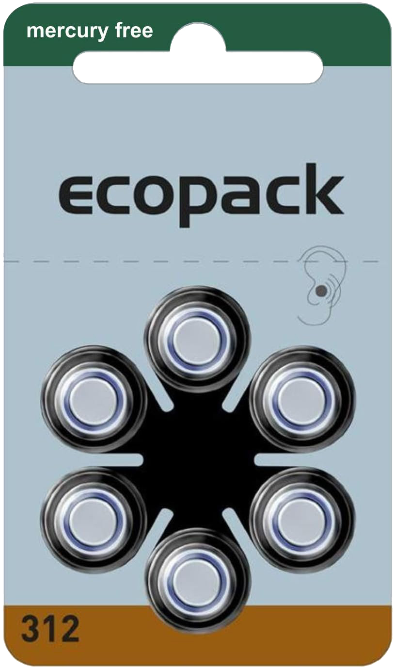 ecopack HÖRGERÄTE BATTERIE Typ 312 PR41 braun A312