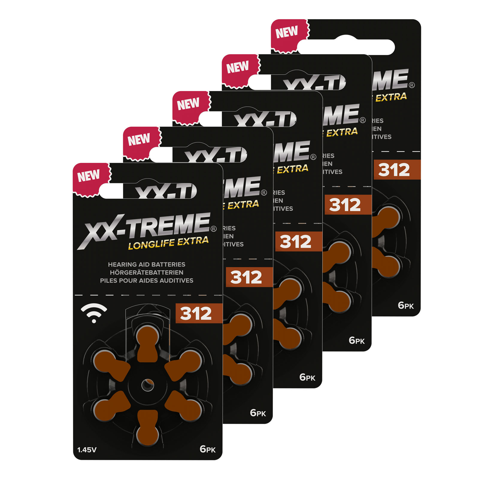 30 Stück XX-TREME HÖRGERÄTE BATTERIE Typ 312 PR41 braun A312