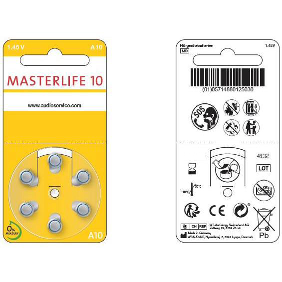 30 Stück Masterlife HÖRGERÄTE BATTERIE Typ 10 PR70 gelb A10 Mercury Free