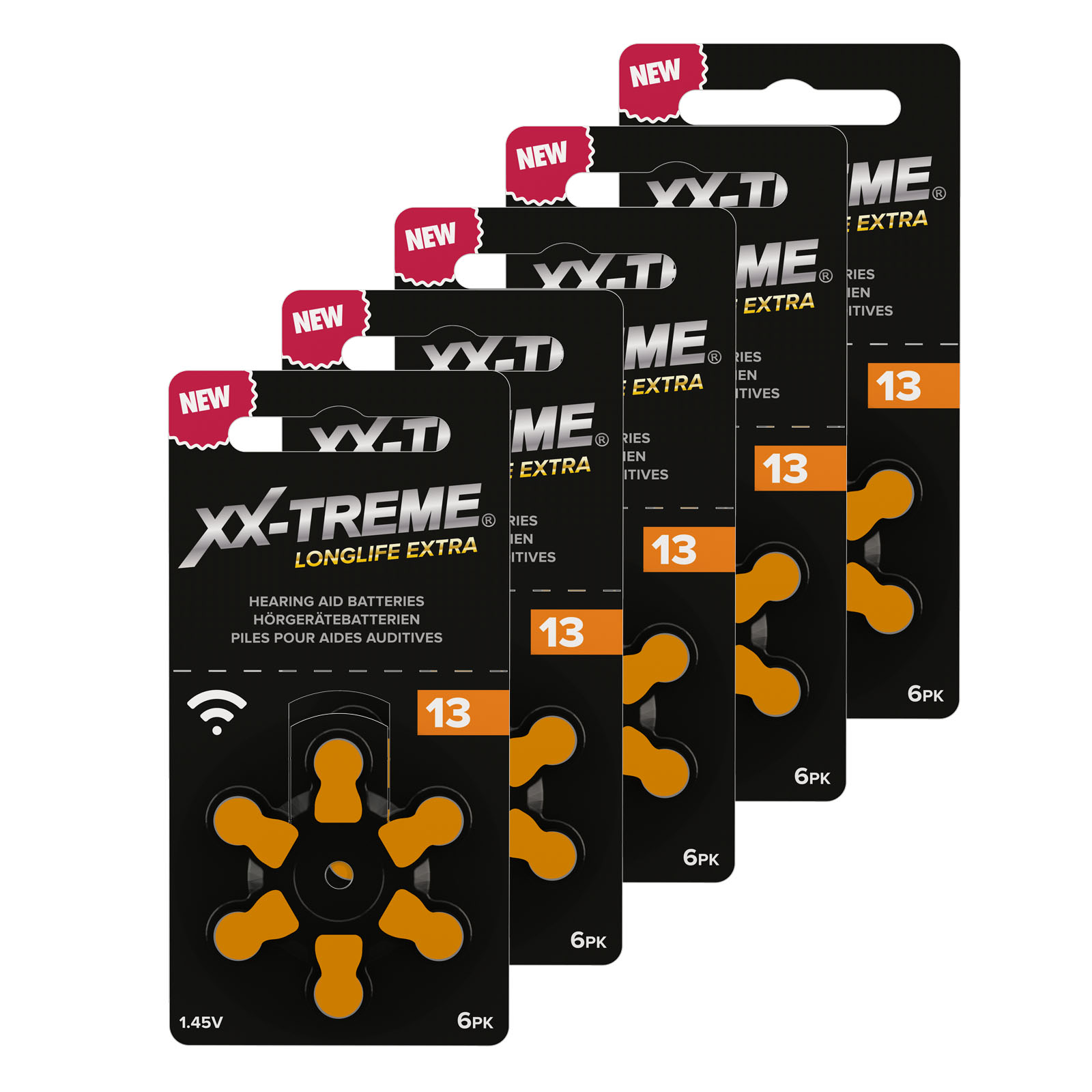 30 Stück XX-Treme Typ 13 PR48 orange A13 Hörgerätebatterien