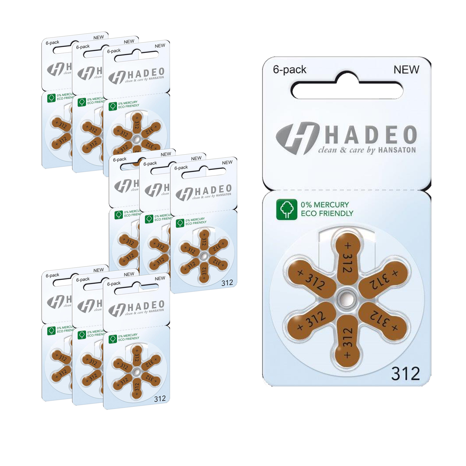 60 Batterien Hadeo p312 Typ 312, PR41 Hörgerätebatterie