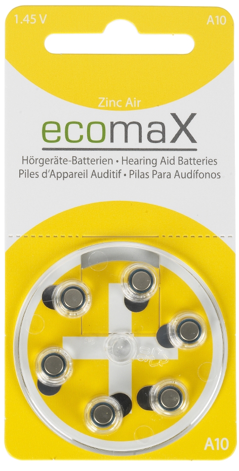 ecomax HÖRGERÄTE BATTERIE Typ 10 PR70 gelb A10