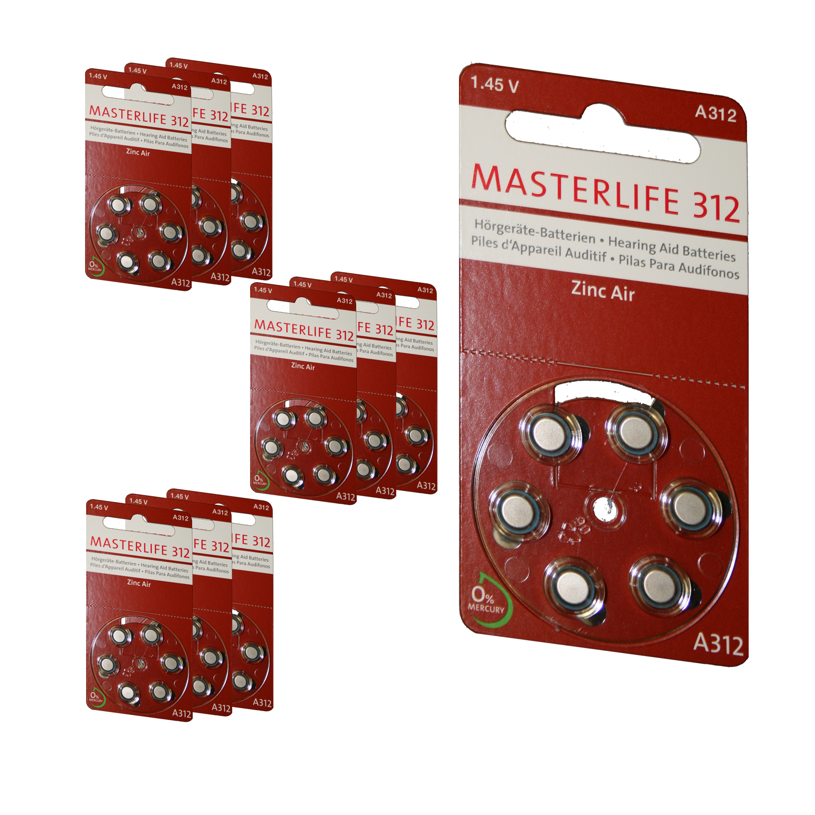 60 Stück Masterlife HÖRGERÄTE BATTERIE Typ 312 PR41 braun A312 Mercury Free 60 Stück Masterlife HÖRGERÄTE BATTERIE Typ 312 PR41 braun A312 Mercury Free