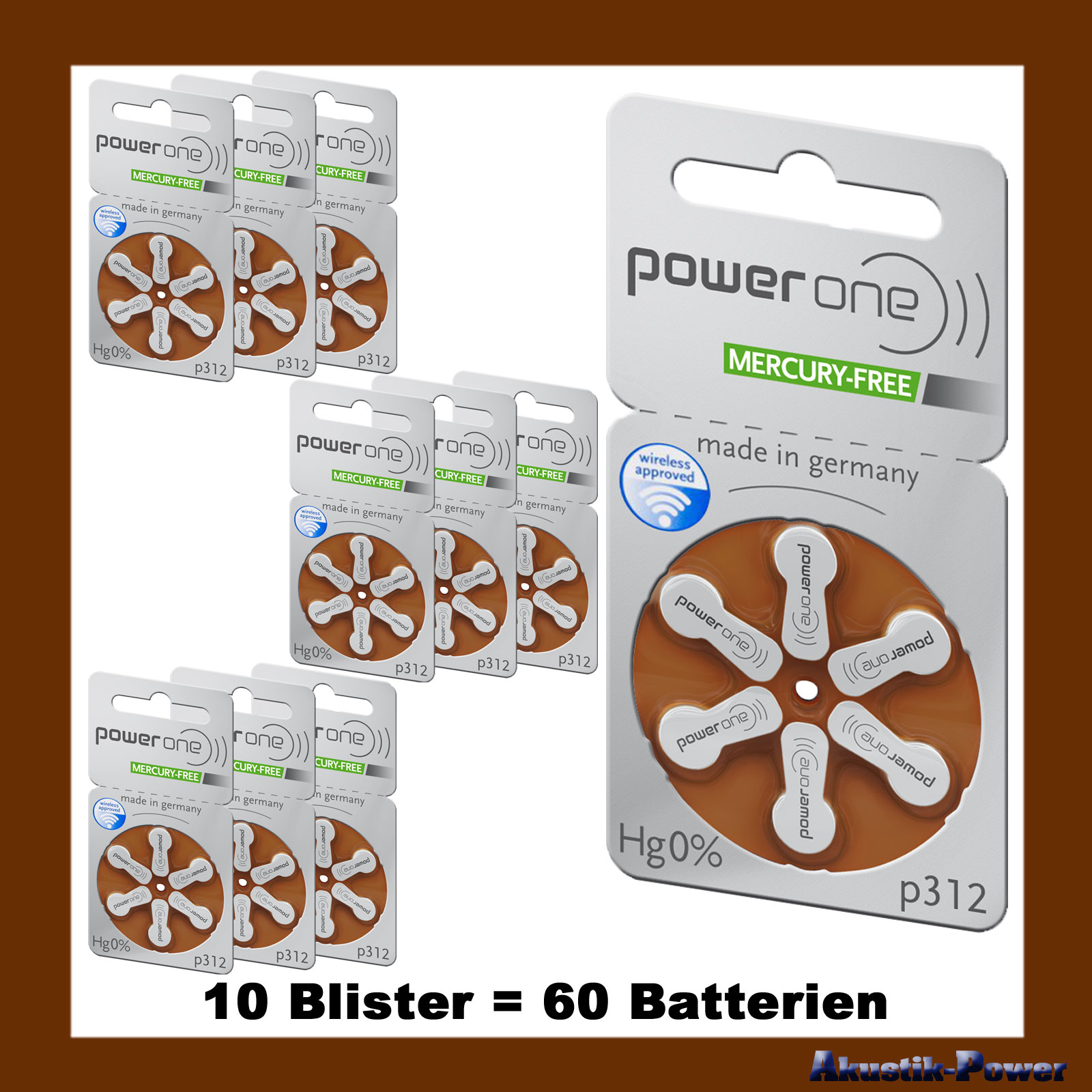 Hörgeräte-Knopfzellen 170 mAh 1,4V im 6er-Blister PR41 60x Panasonic PR312